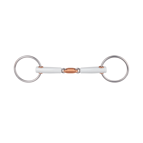 BERIS - Mors de Bride double brisure fin en plastique doux anneaux 6 CM 