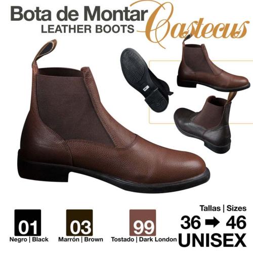 ZALDI - Boots cavalières mixtes en cuir souple grainé 