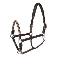 ACAVALLO - Licol en Cuir Doublé Veau à Chanfrein Corde