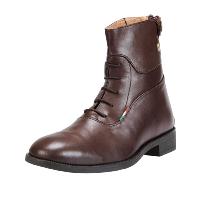 EQUESTRO - Boots Jodhpur Confort Extrême à Lacets et Zip en Cuir Italien 